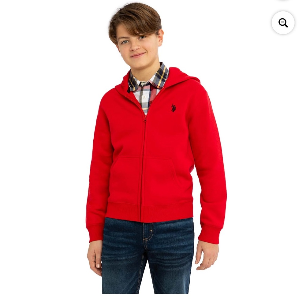 U.S. Polo Assn. Boys Fleece Zip-Up Hoodie, Sz XXL (18). High quality material🎁